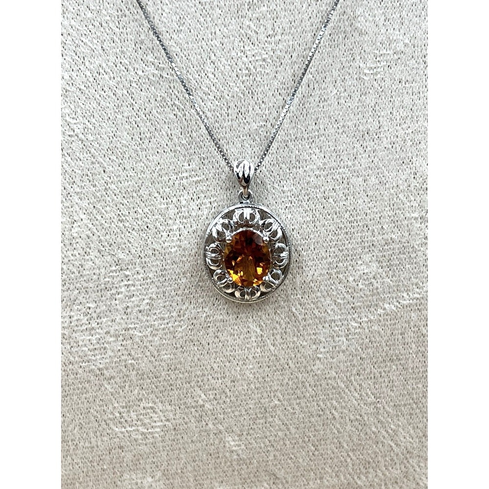 Citrine Gemstone Pendant and Ring 925 Sterling Silver 18" Chain Size 7 Ring - Picture 4 of 16